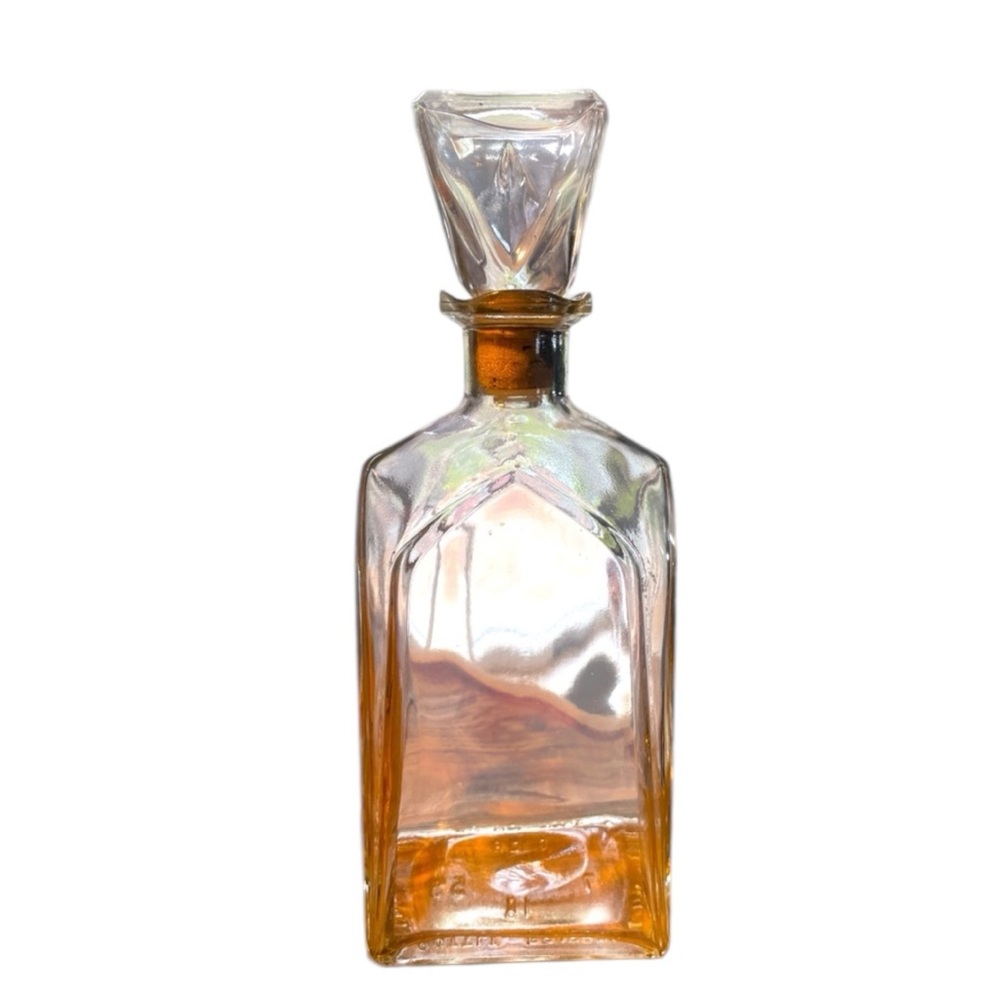 Vintage clear glass decanter liquor bottle bar display